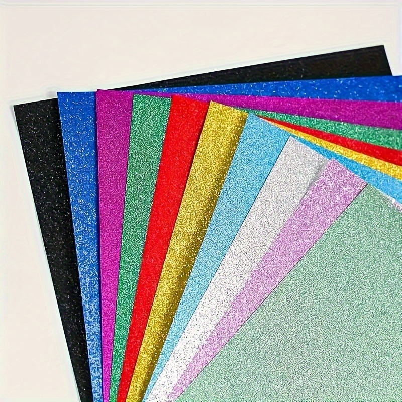 

10 Sheets A4 Colored Glitter Cardstock Paper - 10 Colors Diy Sparkle Shinny Craft Paper 250gsm Multi Color Glitter Cardstock For Diy, Wedding, Birthday Party Decoration, Gift Box Wrapping