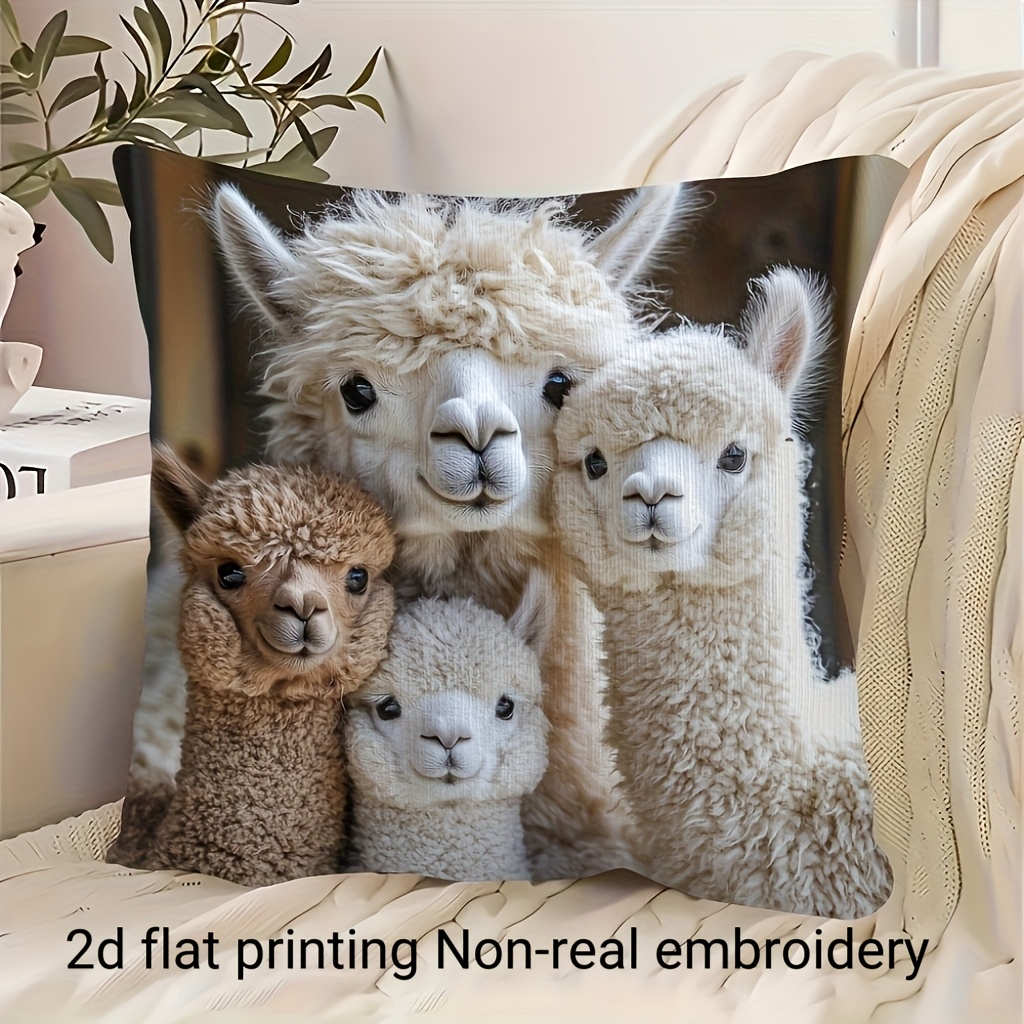 Juego De 4 Fundas De Almohada De Alpaca De Llama De 20 X 20 Pulgadas, Fundas De Almohada Suaves Y Lindas De Llama Arcoíris Para Niños, Fundas De Almohada Decorativas Bohemias Para