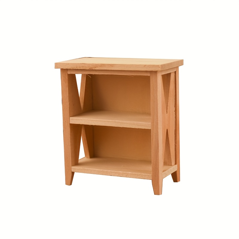 Image of 1pc Mini Natural Shelf 1:12 Scale Dollhouse Miniature Wooden Furniture, Handmade Shelf Storage Cabinet Model Ornament, Scene Desktop Decoration, Photography Prop