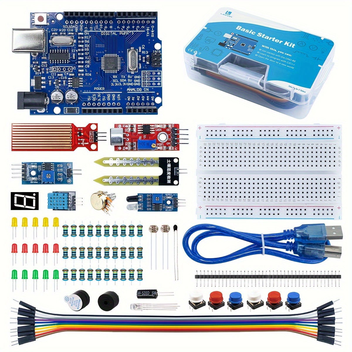 

[1pc Diy Electronics Kit] 1pc Diy Electronics Kit, Usb Powered Basic Programming Set With Tutorial, Plastic Material, No Display, 36v & Operating Voltage, -free, Battery-free