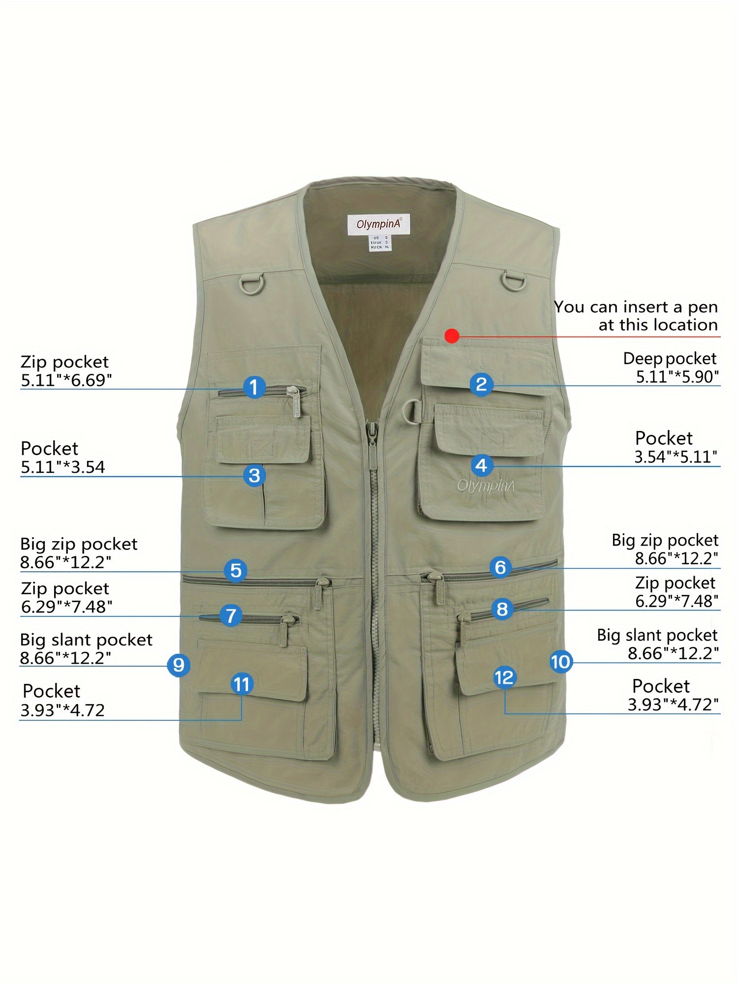 Multi Pocket Cargo Vest Men's Casual Outwear V Neck Vest - Temu