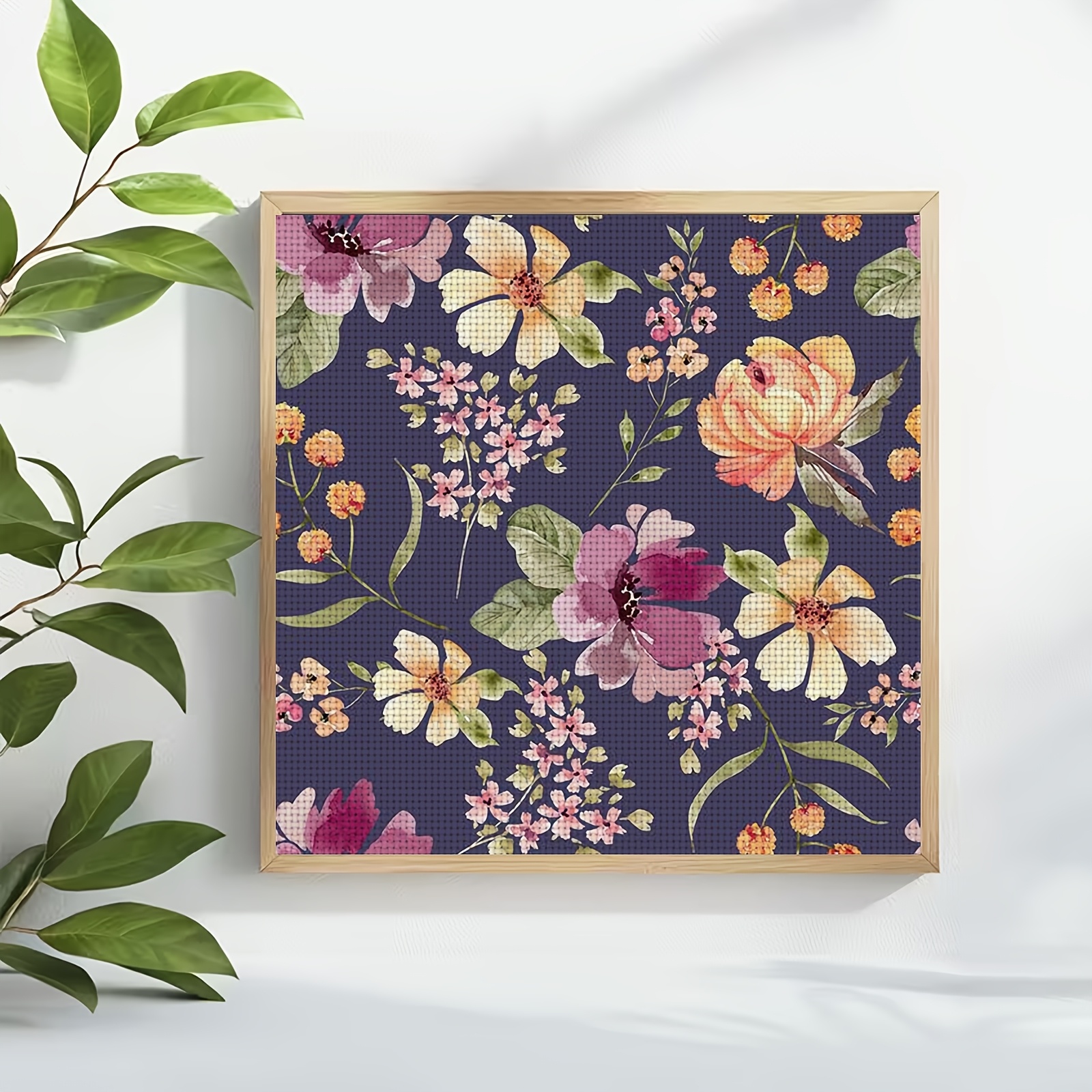 Cross Stitch Kit | Deep Blue Floral Pattern