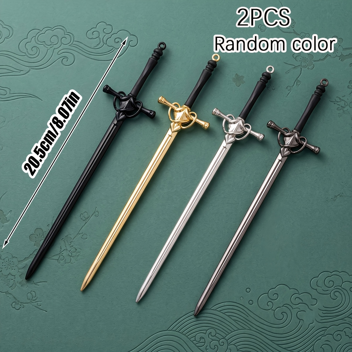TEMU Random 2pcs Retro Metal Sword Hair Clips, Alloy Chopstick Bun , Cool Gothic Style Jewelry, Unique Sword-shaped Hair Accessory, Aesthetic
