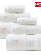 6pcs bath towel set 2 washcloth 2 bath bath towel embroidered absorbent thick towels for daily use and bathroom essentials 100 cotton fabric for christams gift