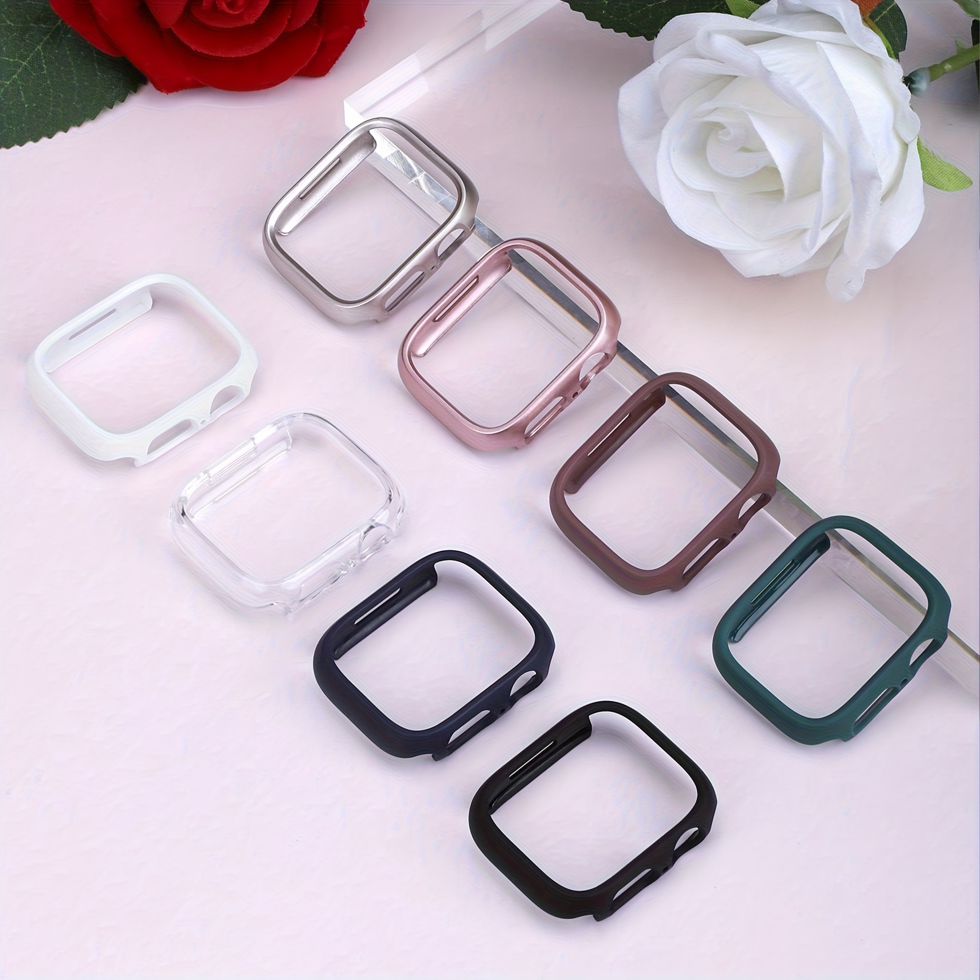 TEMU 8-pack Frosted Hollow-out Case For Iwatch, Suitable For Watch 46mm 45mm 44mm 42mm 41mm 40mm Series 12 42mm/46mm, Ultra-thin Scratch-resistant