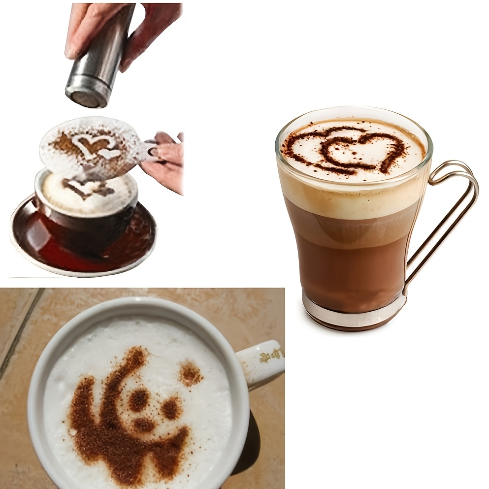 16pcs   stencil   safe plastic intricate latte cappuccino art molds with panda heart more designs for beautifully designed coffee cups coffee bar accessories details 5