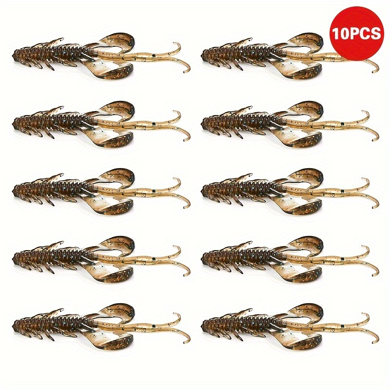 Image of 10pcs 10cm/3.7g Simulated Swimbait Shrimp Lures, Floating Tpe Material Soft Swimbait, Fishing Additions