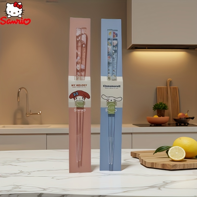 Image of Chopsticks Cartoon Cute Cinnamoroll My Melody Beautiful Acrylic Chopsticks Convenient And Easy To Carry Chopstick Gift