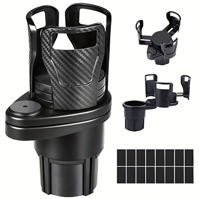 360° Rotating 2-in-1 Car Cup Holder Expander - Adjustable, Multi-use Base Tray For Snacks & Bottles, Adapter, Cups
