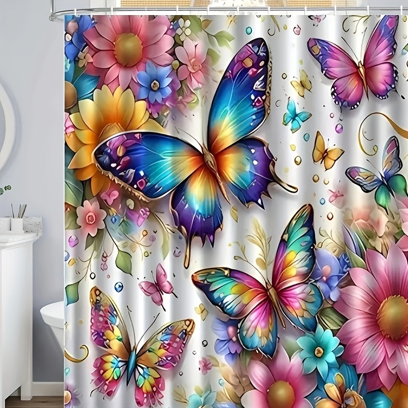 

Chic Print Shower Curtain - Waterproof, Machine Washable With 12 Hooks Included - All Bathroom Decor