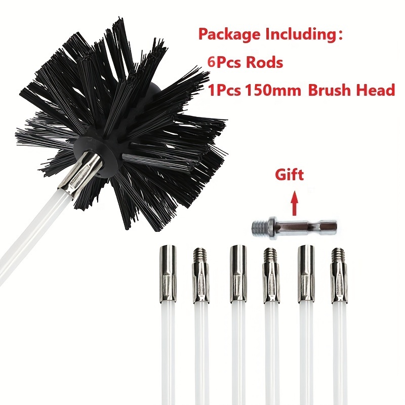 Image of Dryer Vent Cleaning Brush Kit -for Fireplace, Particle Furnace Duct,flexible Rods And Soft Drill Attachment, Expandable Lint Remover With Plastic Handle , Extends Up To 8-12 Feet