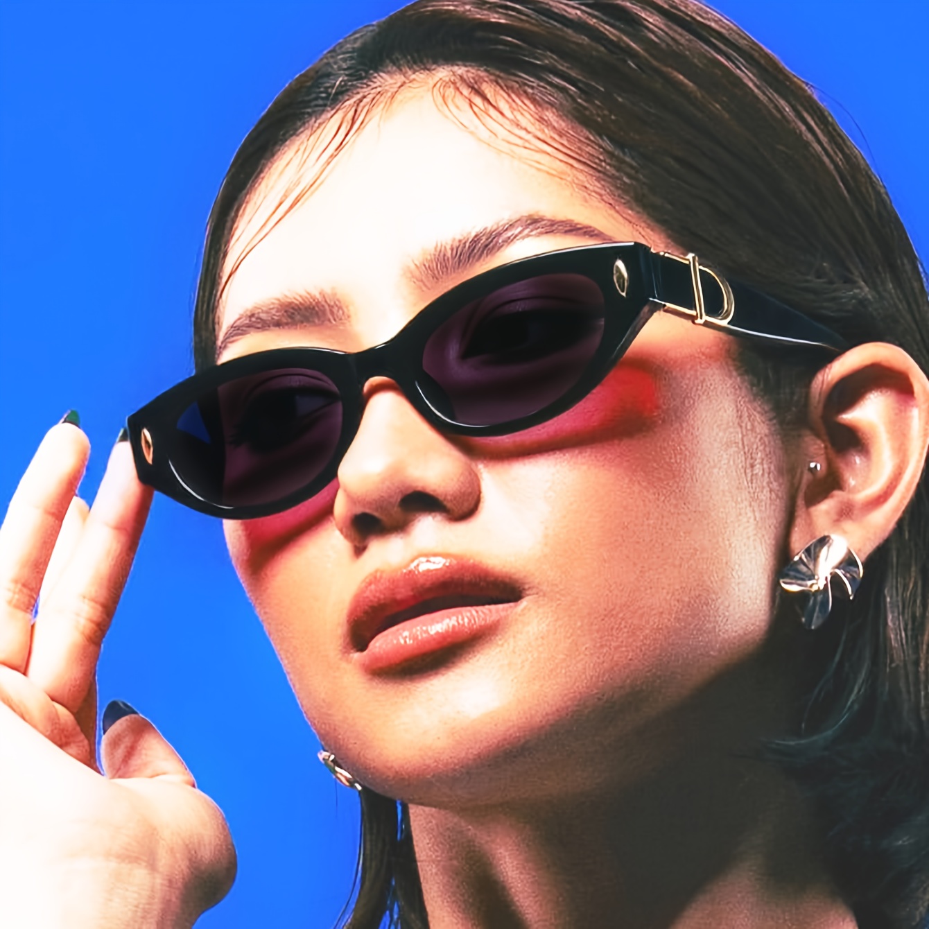new small frame metal nail cat eye fashionable decorative glasses resistant for  