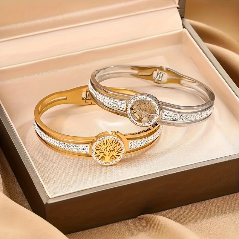 Stainless Steel Life Tree Bracelet Bangle for Men