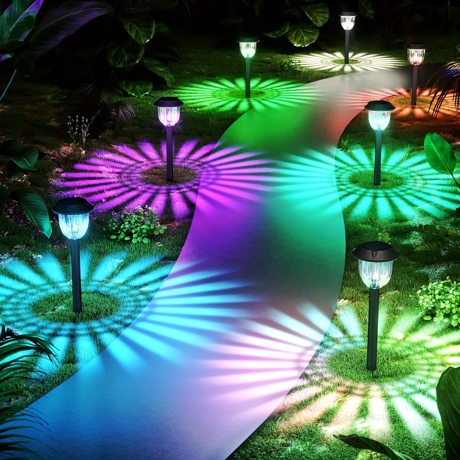 

Rgb Solar Garden Light Suitable For Garden Pathway Party Halloween Christmas Decoration 1000mah