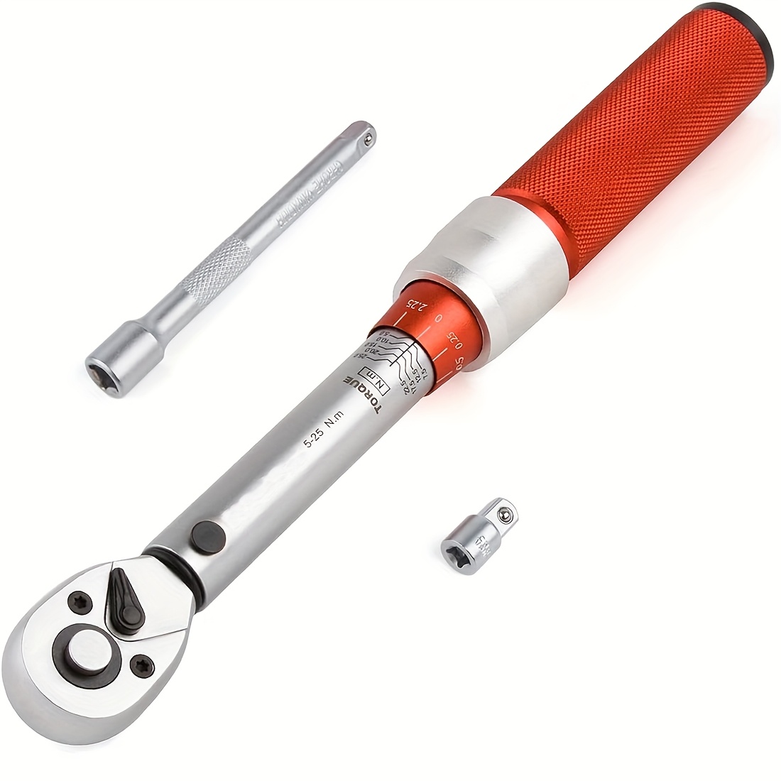 E-shop 1/4-Zoll Drehmomentschlüssel-Set - Zweirichtungs-Ratschenkopf, 90 Zähne, Einstellbar 5-25Nm, 3% Genauigkeit