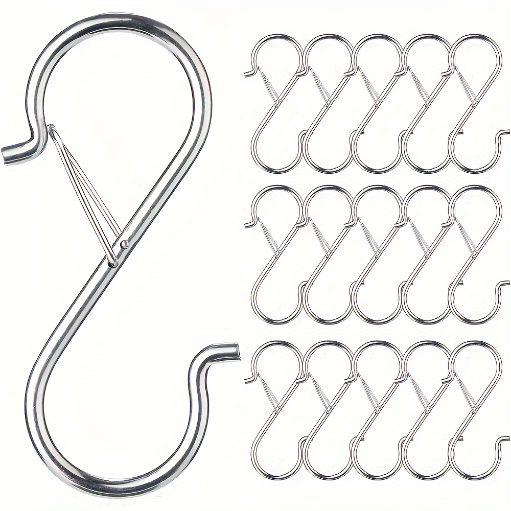 

Heavy-duty 3.5-inch Silvery Hooks With Safety For Hanging Pots, Pans, Clothes, And Bags - Wall-mounted Metal Hooks For Kitchen, Bathroom, Garden, Utility Hooks