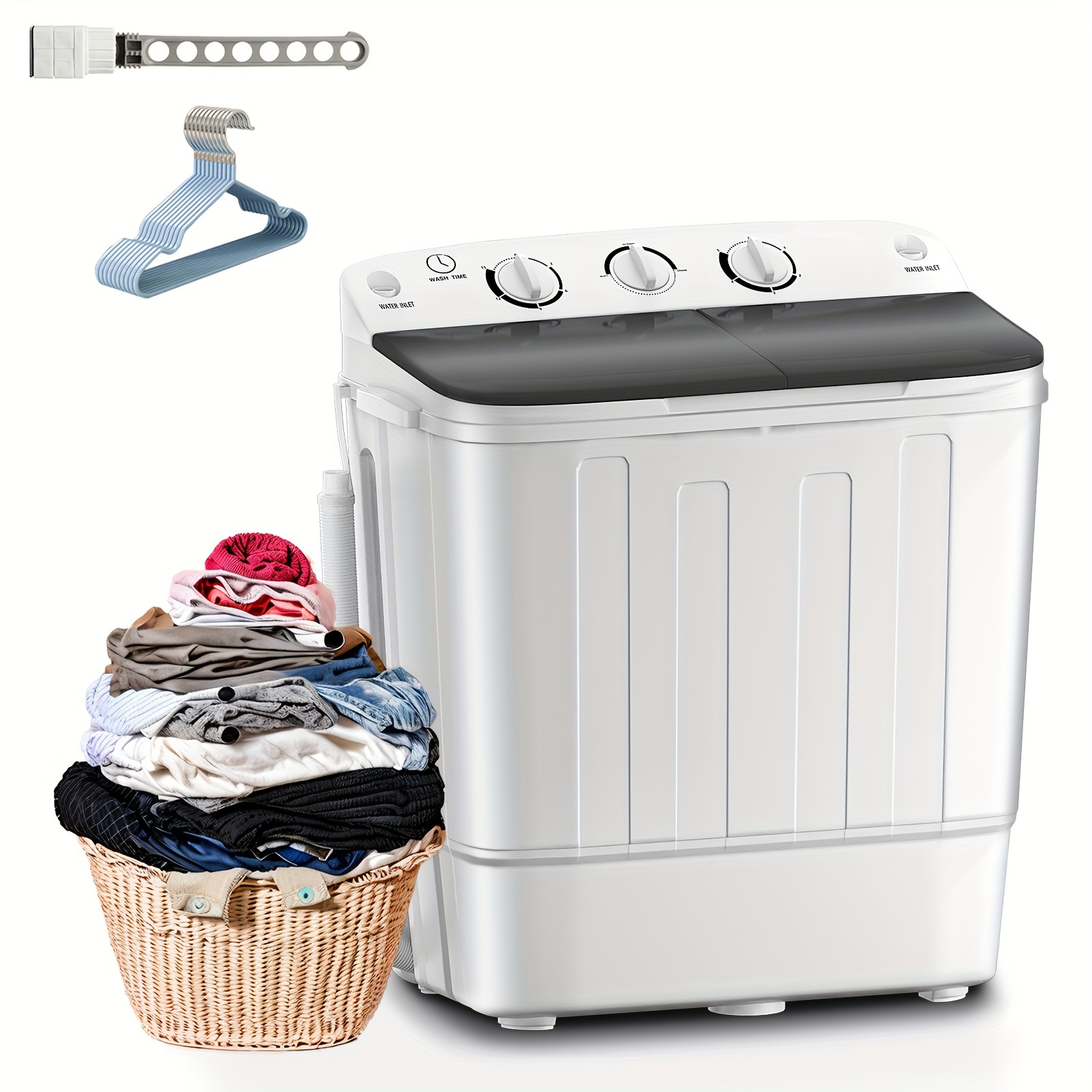 

Washing Machine With Drying Rack, 13lbs Portable Laundry Washer And 9lbs Spinner, And For Dorms, Apartment (22lbs)