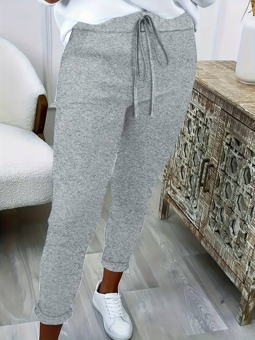 plus size womens plus size solid color straight leg long pants casual comfortable elastic waist with pockets trendy loose fit trousers
