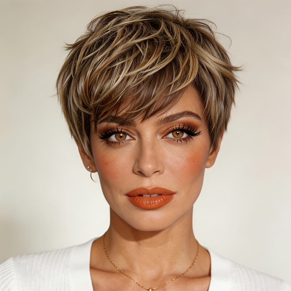 Image of Hair Wig For Women-short Brown Cut Wig, Cut Human Hair Wig For Ladies- High , Cut Wig, Hair Brown Straight Short Hair Wig For Music Festival/ , Easter & Mother's Day