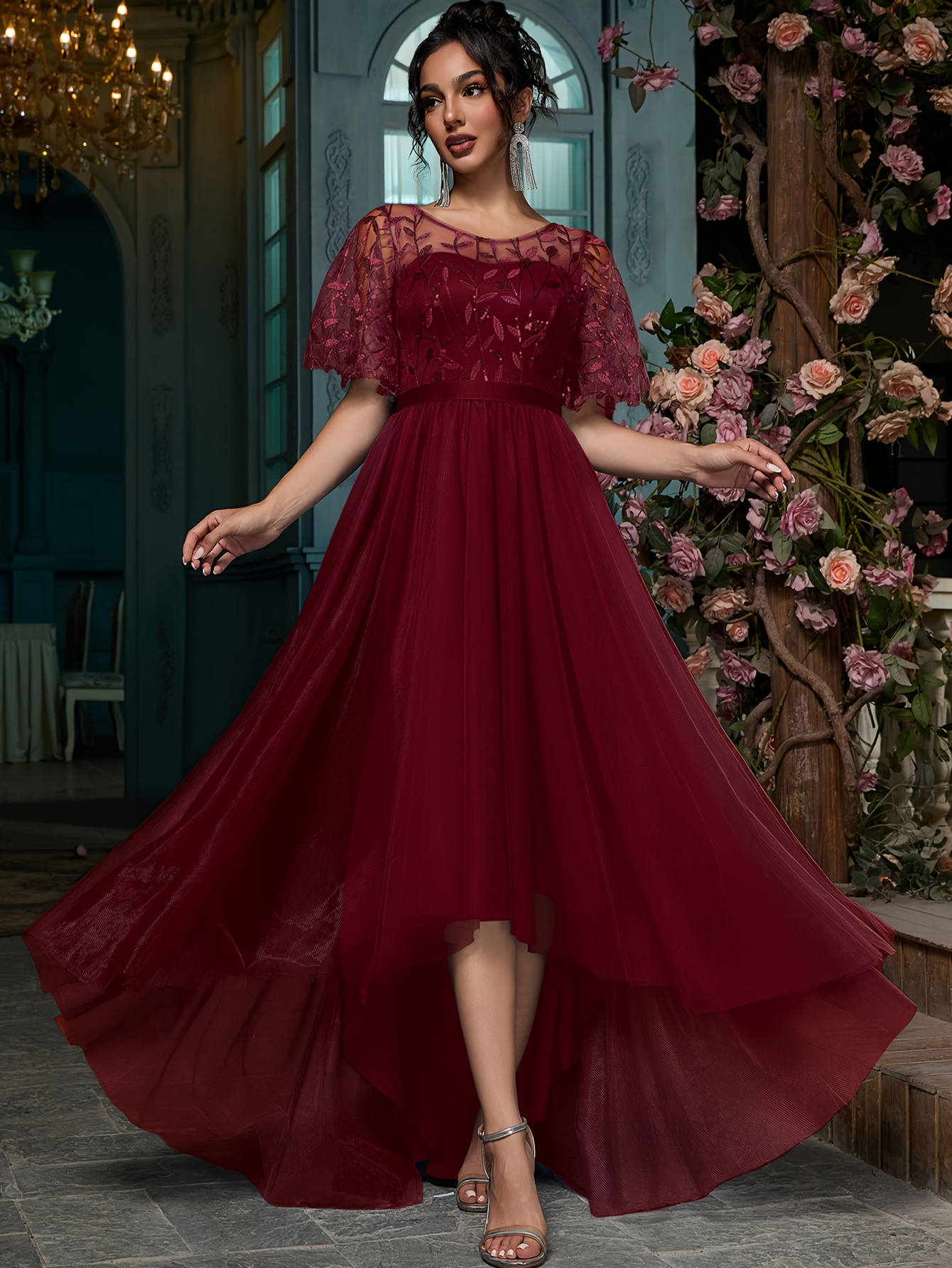 ladies bridesmaid dress mesh party maxi dress wedding guest - Temu Cyprus