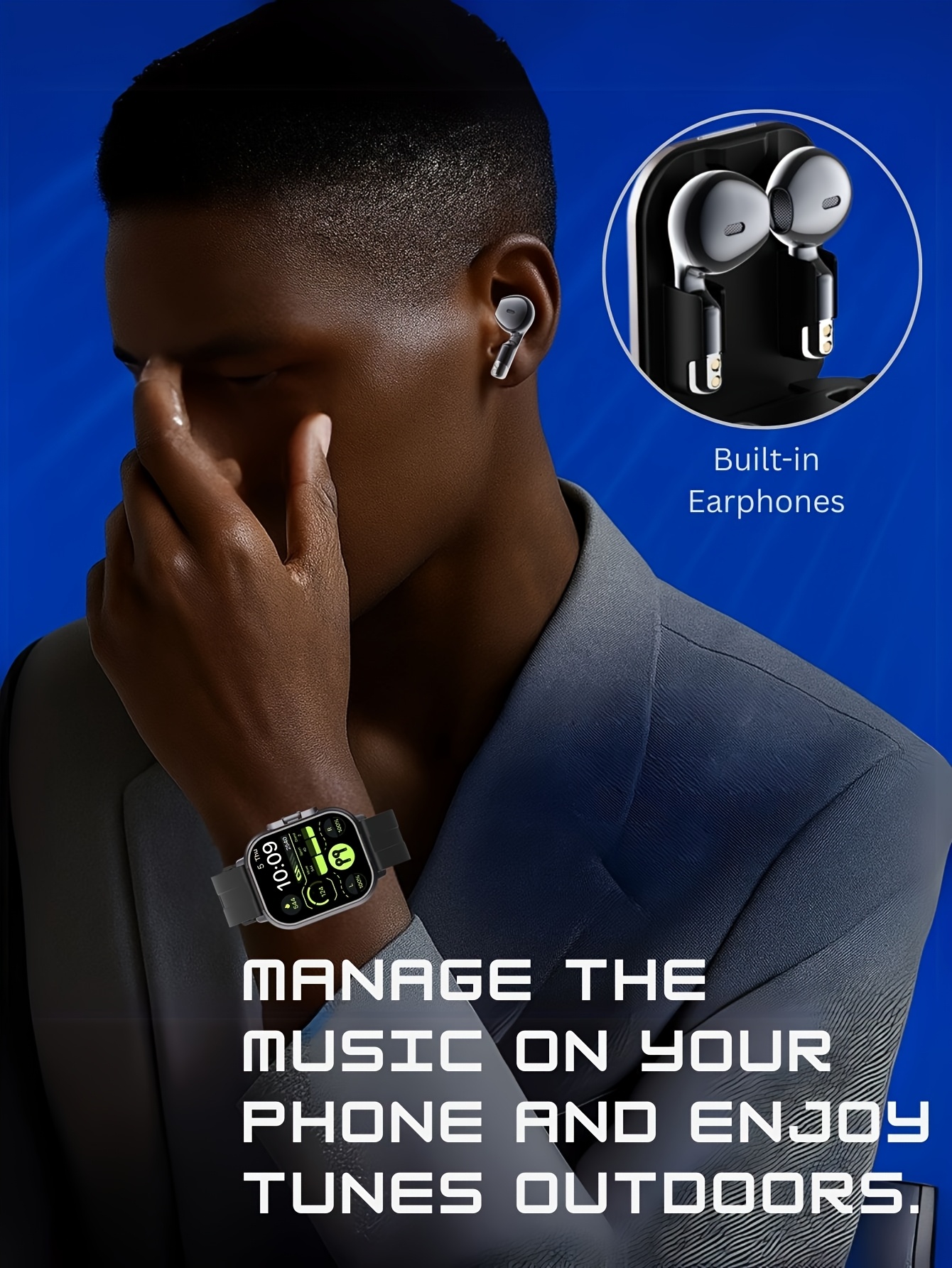 EFFEOKKI 2-in-1 Smart Watch with Earbuds Wireless 2. 01 Inch Display TWS Earphones Headset Make Answer Call Sport Smartwatch for iPhone Android Smartphone