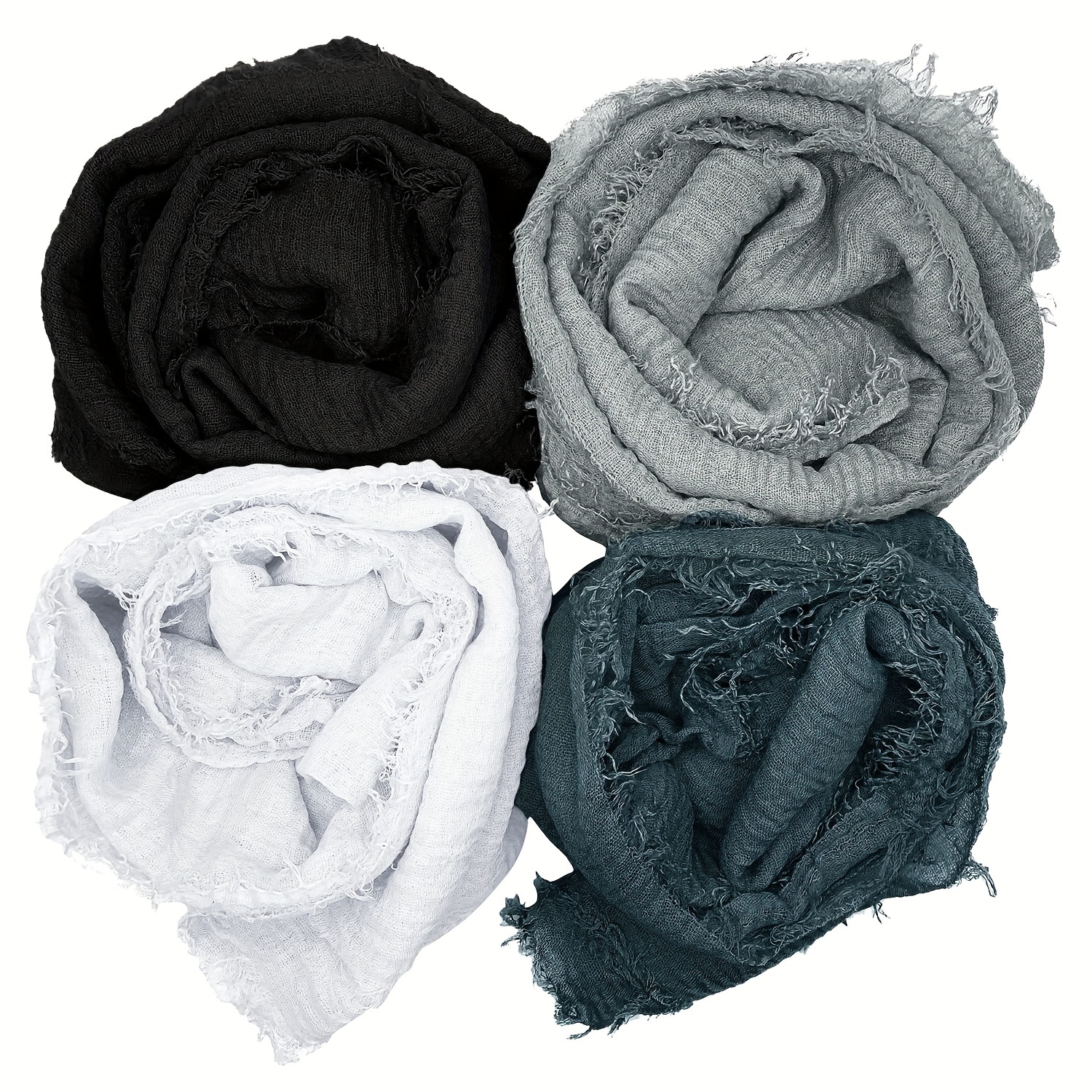 

2-piece Elegant Women's Soft Cotton-linen Scarves & Shawls - Lightweight, Breathable Wraps For Sun Protection & Style