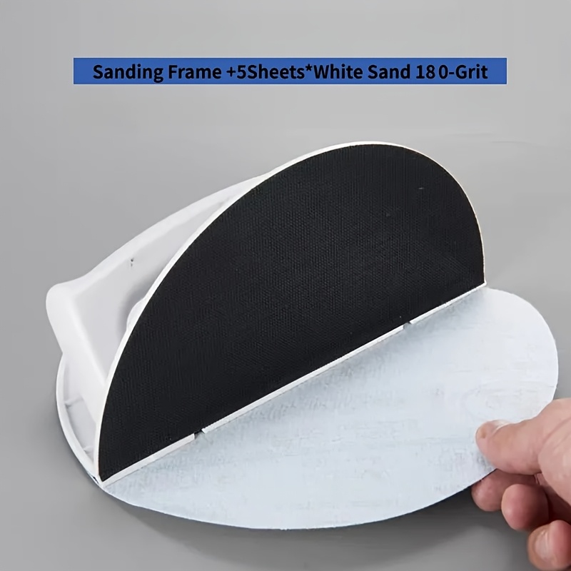 TEMU 1pc Shelf + 5pcs Sandpaper/30pcs Sandpaper, Practical Semicircular Corner Sandpaper Holder For Renovation, Self-adhesive High-grade Plastic Hand