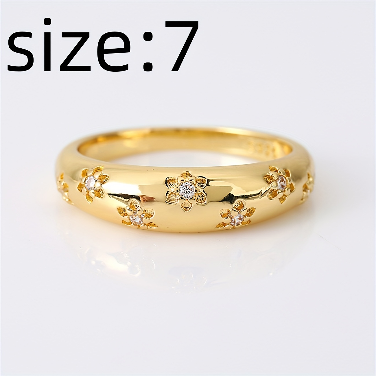 Copper Zirconia Ring - Floral Golden & Silvery Plated