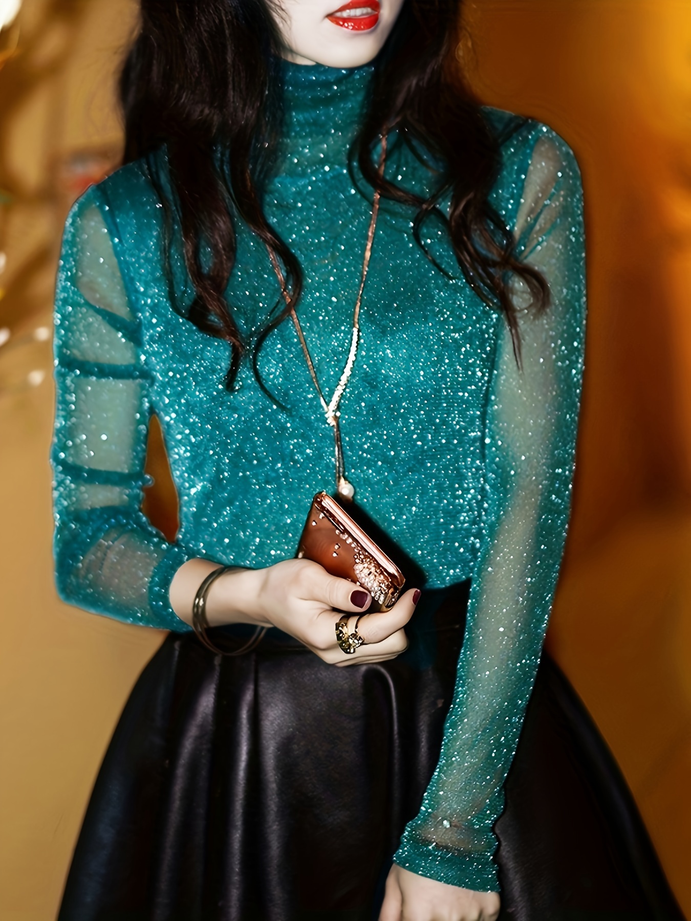 【SALE】【未使用】FRILL SLEEVE SHEER SHIRT シルバー silver top sold on Temu Japan