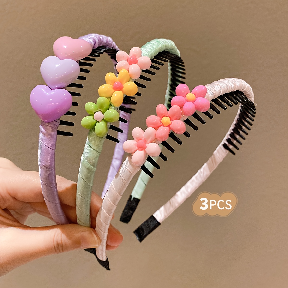 

3pcs Headband Hair Accessories Colorful With Teeth Anti-slip Loose Hair Headband