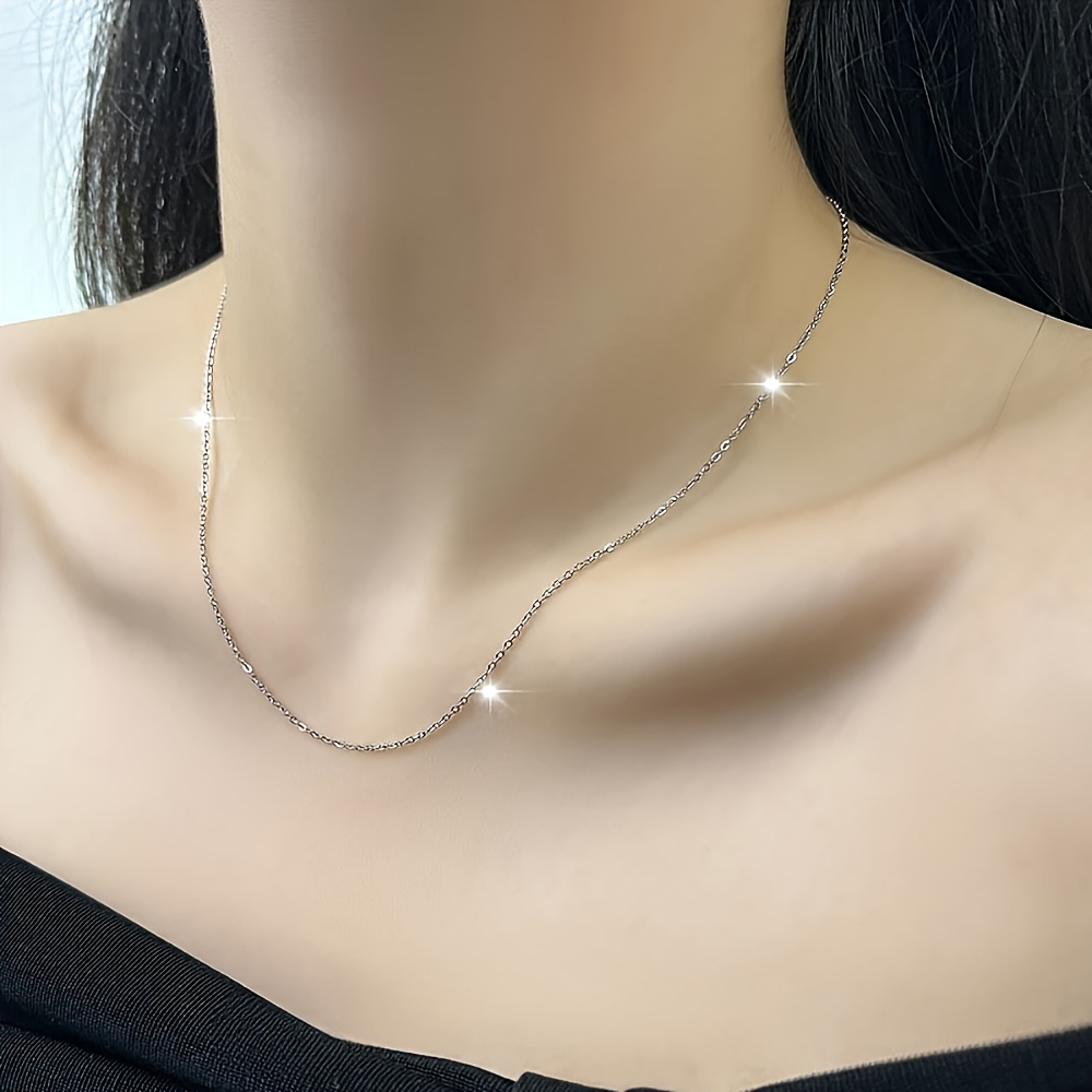 TEMU 1pc Elegant Shiny Women's O-link Chain, 1mm Thickness, Link - Simple & | Valentine’ Day Gift For Girlfriend/wife, Party Accessory, Holiday