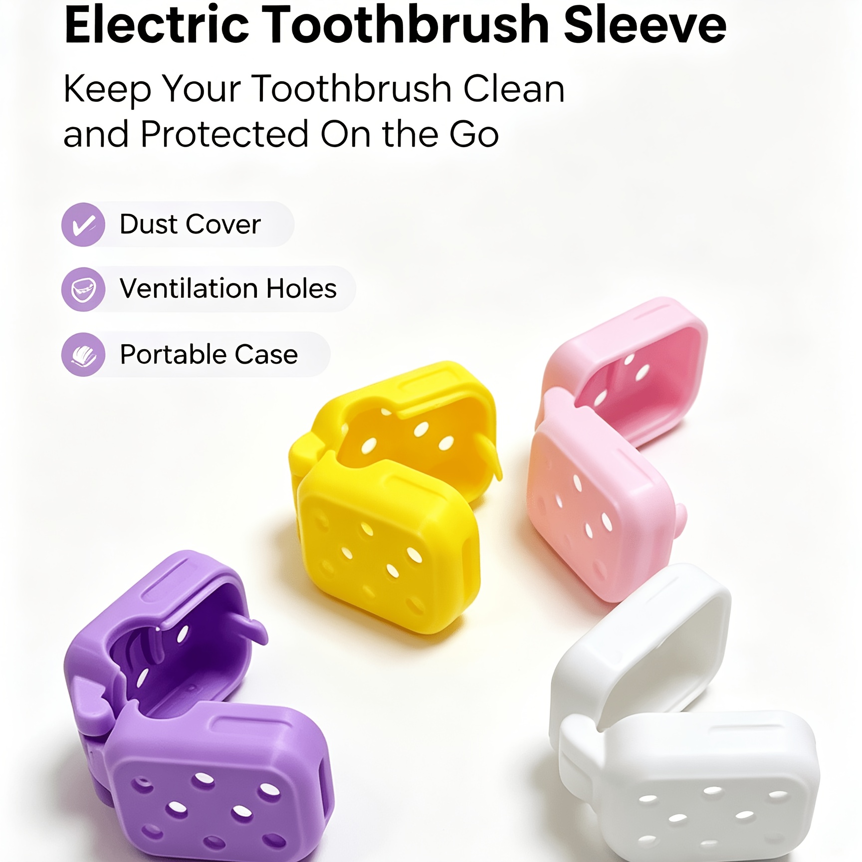 TEMU Paquete de 4 fundas para cabezales de cepillo de dientes eléctrico Oral- orificios de ventilación, que aseguran que los cabezales permanezcan