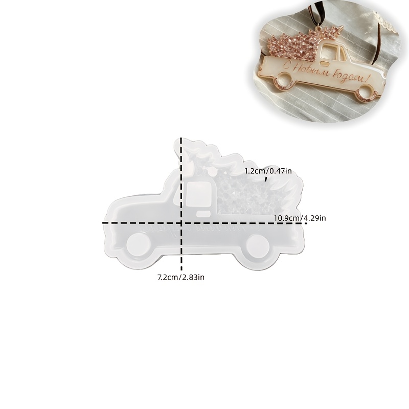 TEMU Resin Silicone Molds 1pc Truck Relief And Crushed Diamond Effect Christmas Tree Pendant Epoxy Mold Vintage Pickup Truck With Christmas Tree New