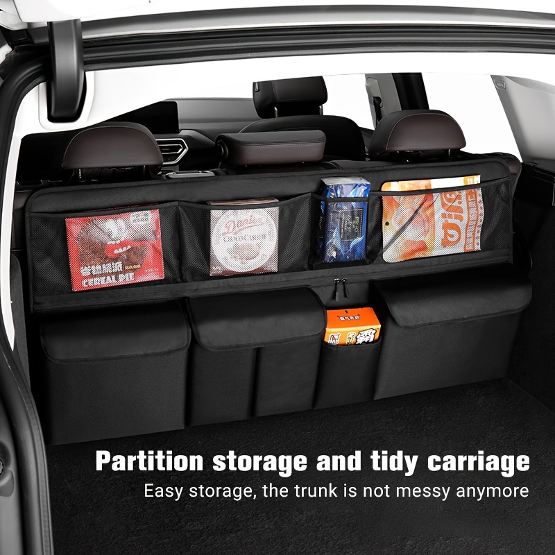 

1pc Car Storage Organizer - Polyester, Fits Most Vehicles, Rear Seat & Trunk Organization