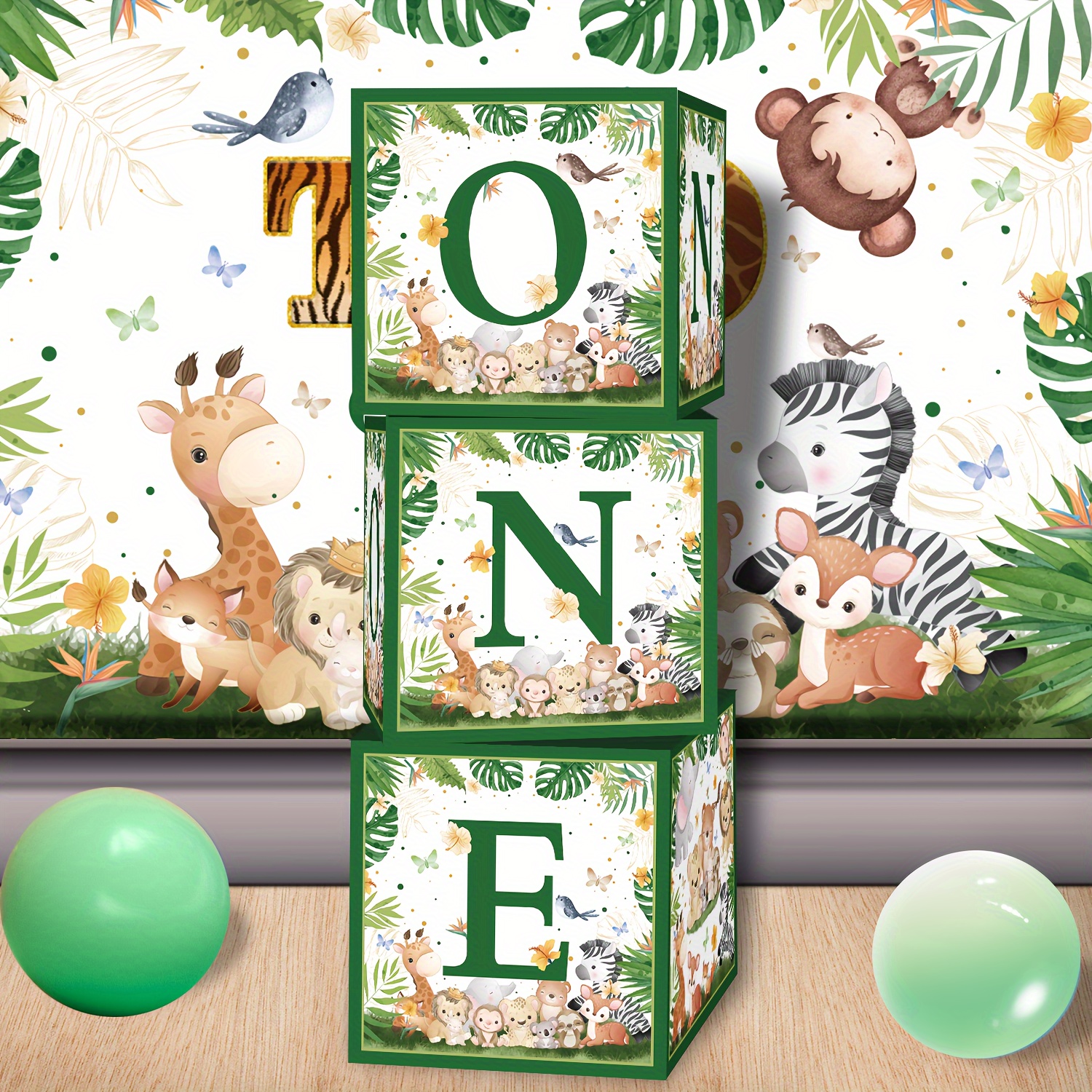 

3pcs, Paper Jungle Animal Birthday Party Decorations, Suitable For Jungle Animal Theme First Birthday Party Decorations