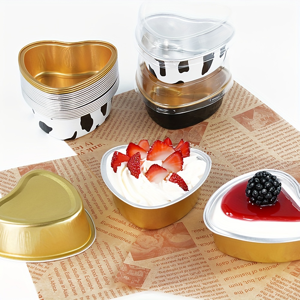 Aluminium Foil Mini Heart Shaped Foil Pans With Lids 50-Pack Heart