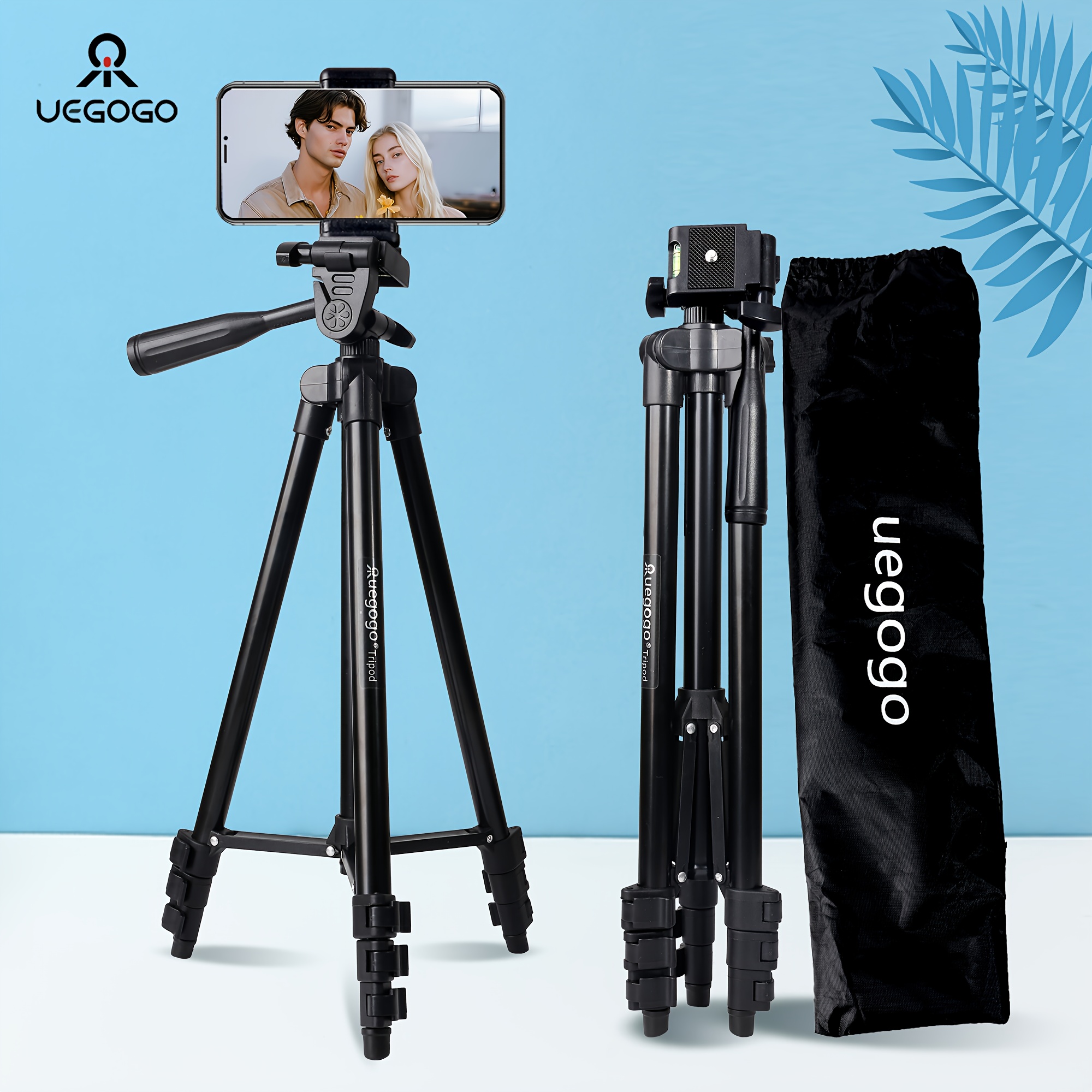E-shop UEGOGO 52 Zoll Stativ für Handy, Leichte Stativen, für Videoaufnahmen, Leicht zu Tragen, für Selfies/Videoaufnahmen/Vlogging/Live-Streaming, mit