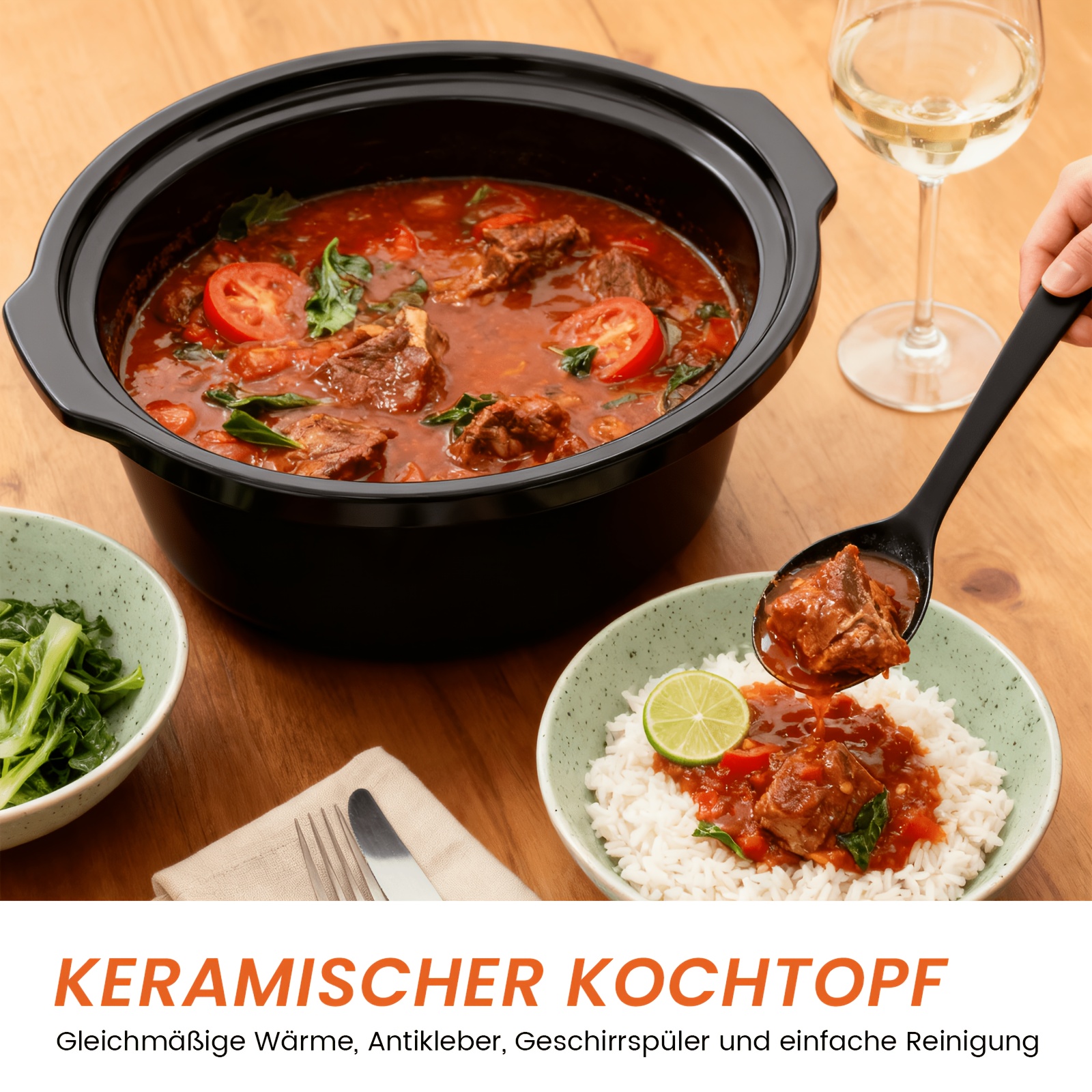 Superlex Oval Multi-functional Slow Cooker With Heat Distribution, Featuring And Warming Functions, Ideal For , Soups, Meats, And More, Matte Black