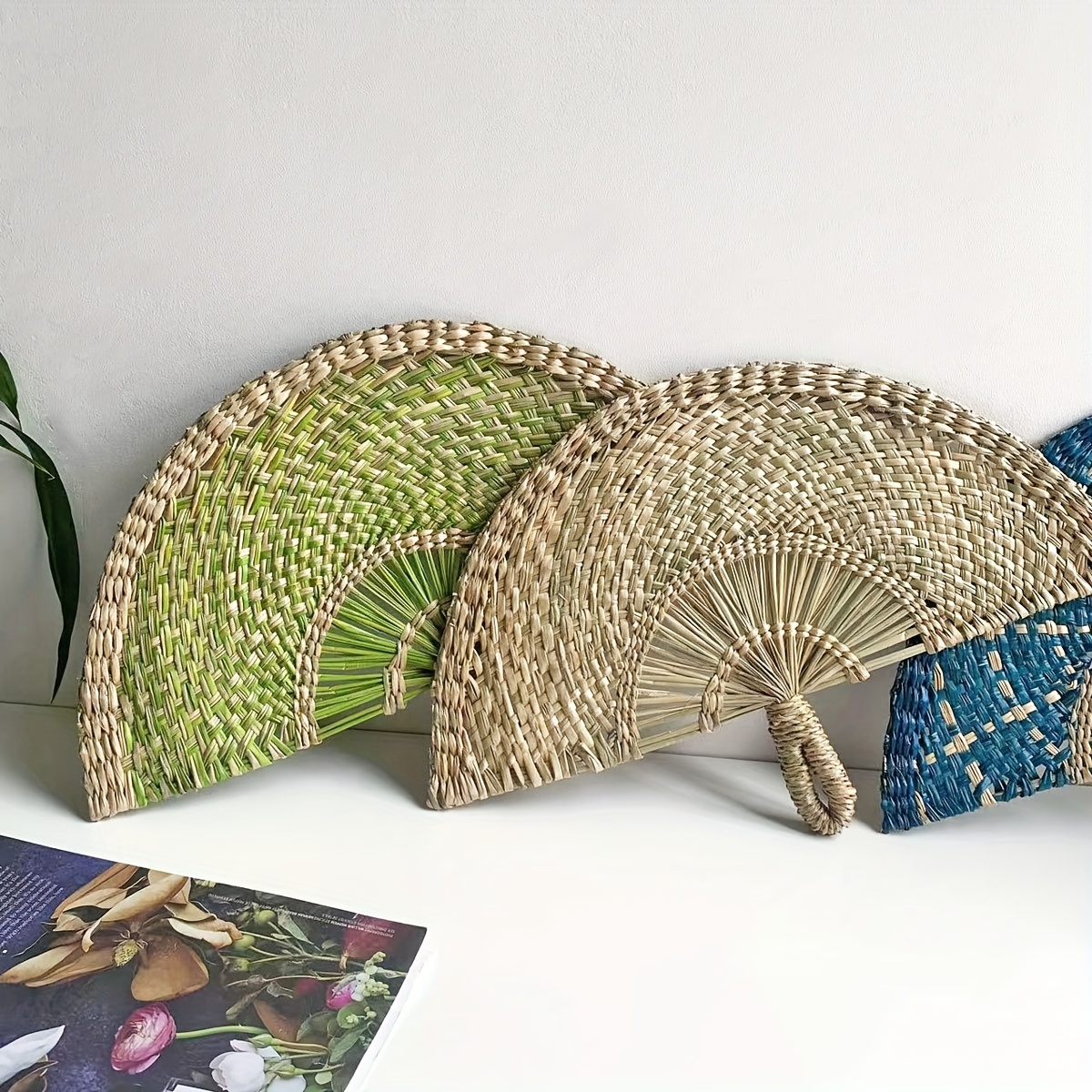 [Art Deco Hand Fan] Decorative Art Deco Style Fabric Hand Fan | Portable Half-Sided Traditional Design Woven Fabric Fan for Home, Office, and Gifts - Ideal for Christmas, Halloween, Easter, Thanksgiving, and Hanukkah Celebrations, Hanukkah Decor