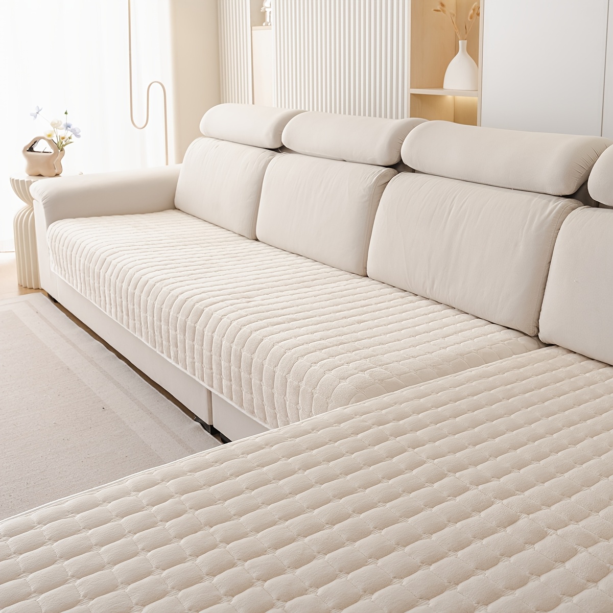 TEMU [Flanelle] 2 pièces Housses de canapé jacquard épais et style bohème, tissu peluche , adaptées à toutes , faciles à nettoyer et lavables en