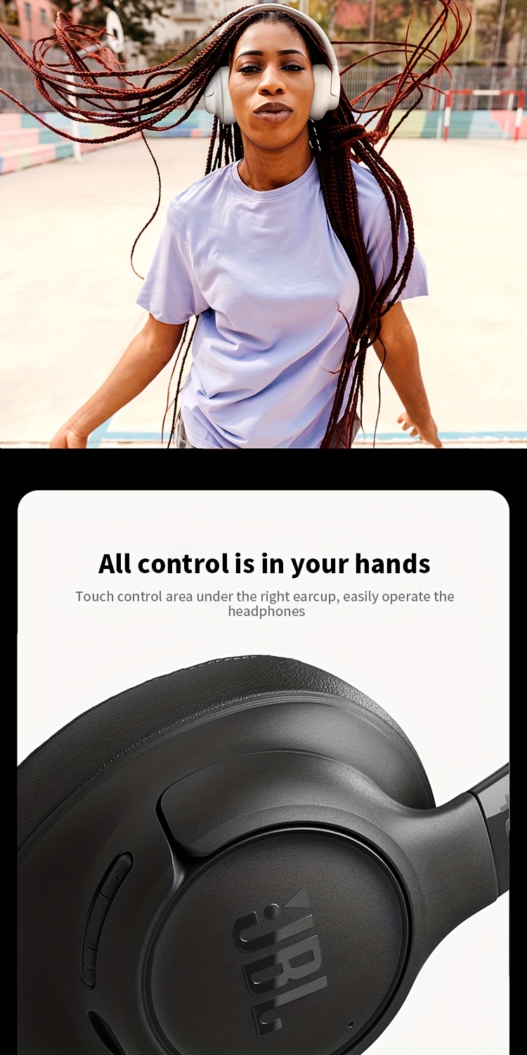 JBL TUNE 730BT Wireless Over-Ear Headphones Designed for Sports, Featuring a Remarkable 76-Hour Battery Life, Noise Cancellation for Calls, Dual Microphones, And Suitable for Gaming And Computer Use, New Model for 2025