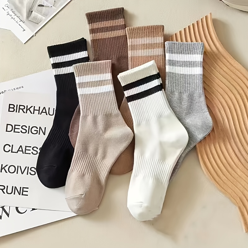 TEMU 6 Pairs Casual Athletic Comfortable Mid-calf Socks