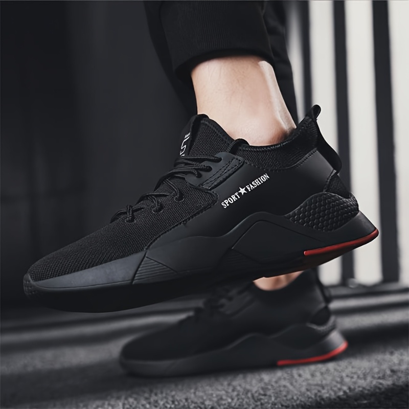 Men'S Low-Top Sneakers - Lightweight And Breathable Design, Featuring Laces And Cushioned Soles - Suitable for Fitness, Running, And Everyday Casual Wear - Easy Black Style with an Easy-To-Clean Upper