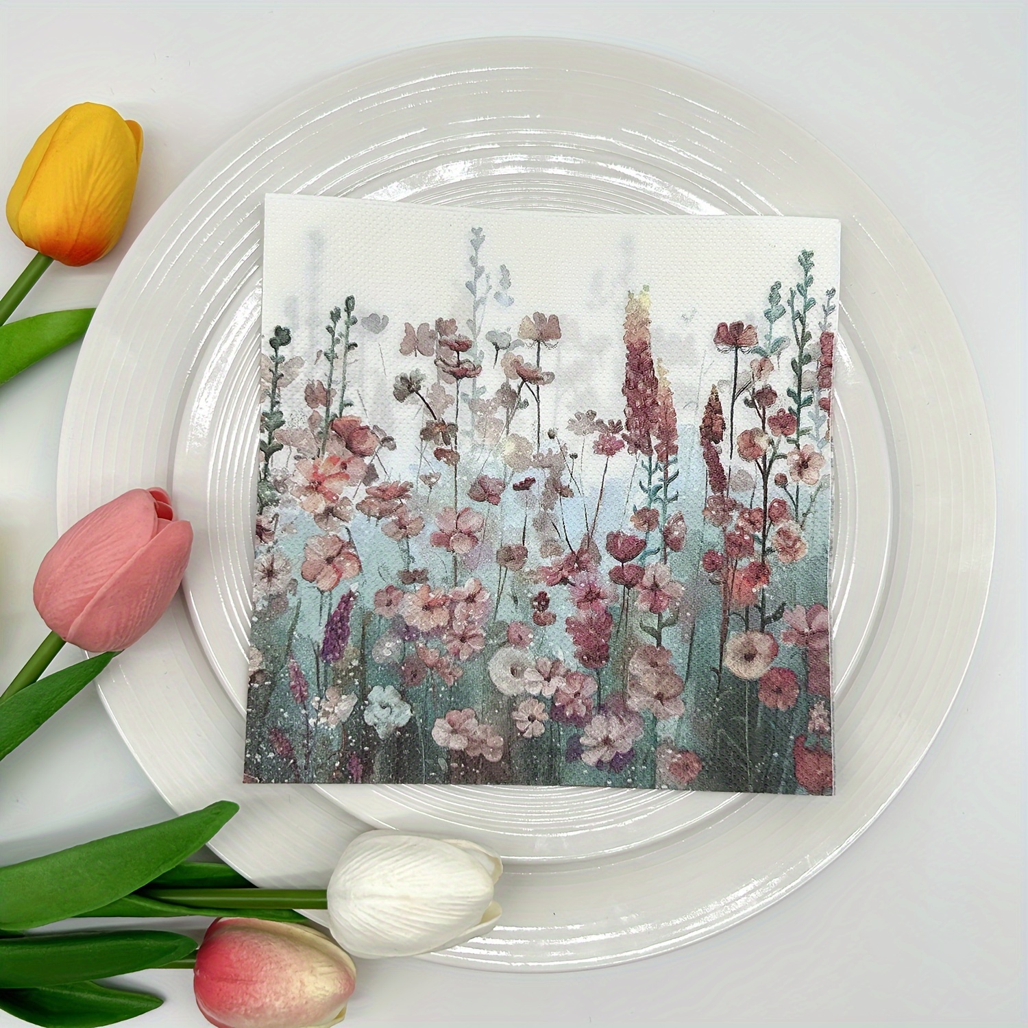 

Set, Floral Printed 2-ply Paper Napkins For Weddings, Bridal Showers, And All Occasions, Disposable Square Napkins For Spring, Summer, Fall, Winter Celebrations And Everyday Use