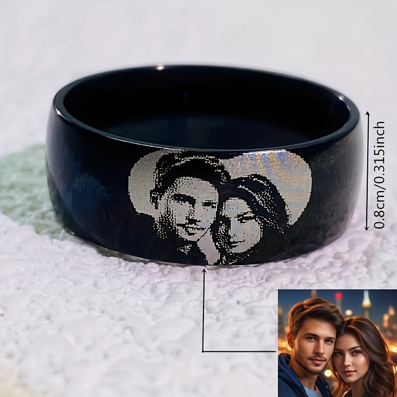 

Bague Personnalisée avec Photo, Gravé et - Cadeau d'Anniversaire pour Couple, Famille et Amis, Cadeau de de Diplôme, Cadeau d'Halloween, Cadeau de Noël, Boîte à Bijoux pour Hommes et Femmes