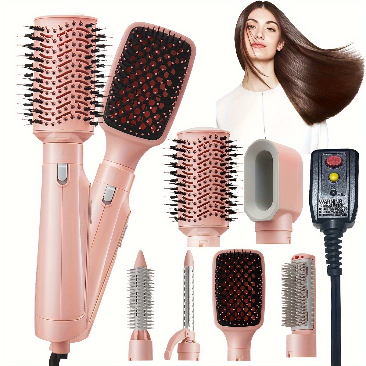

6-in-1 Hot Air Brush Styler, Interchangeable Heads, Straight Hair Comb, Blower Attachment, All In 1 Hair Styler, Gifts For Women, Mother's Day Gift
