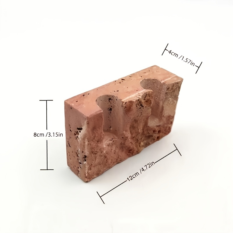 1pc Natural Red Marble Candle Holder - Uniquely Designed Rectangular Two-Hole Candleholder, Holiday Candle Holder, Onyx Candle Holder Base, Travertine Candle Holder, Multi-Branch Candle Holder, Suitable for Weddings, Parties, and Holiday Decoration.