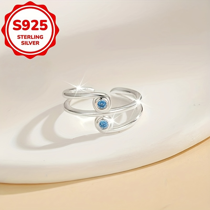 Women's S925 Silver Open Toe Ring with Cubic Zirconia