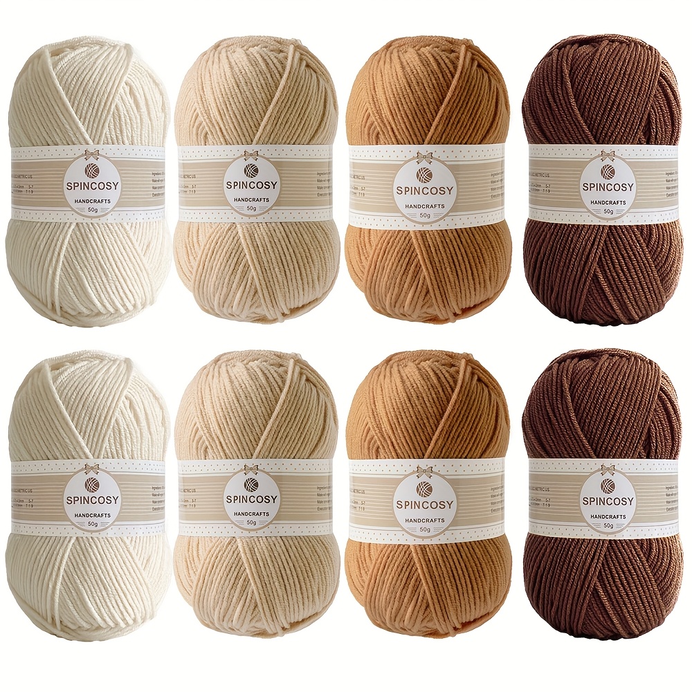 E-shop Spincosy Multicolor Soft Häkelgarn-Set – 8 Stück, 100% Acryl-Garn, mittlere Dicke 4-Faden, geeignet für kleine Bastelprojekte. Jedes Stück /141