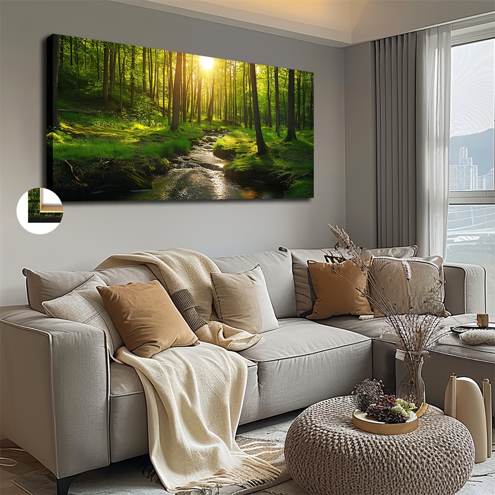 TEMU Large Size Framed Poster Decorative Painting Oil Painting 50x100cm 20x40 Inch Stream Through Suitable For Bedroom, Dining Room, Study, Kitchen,